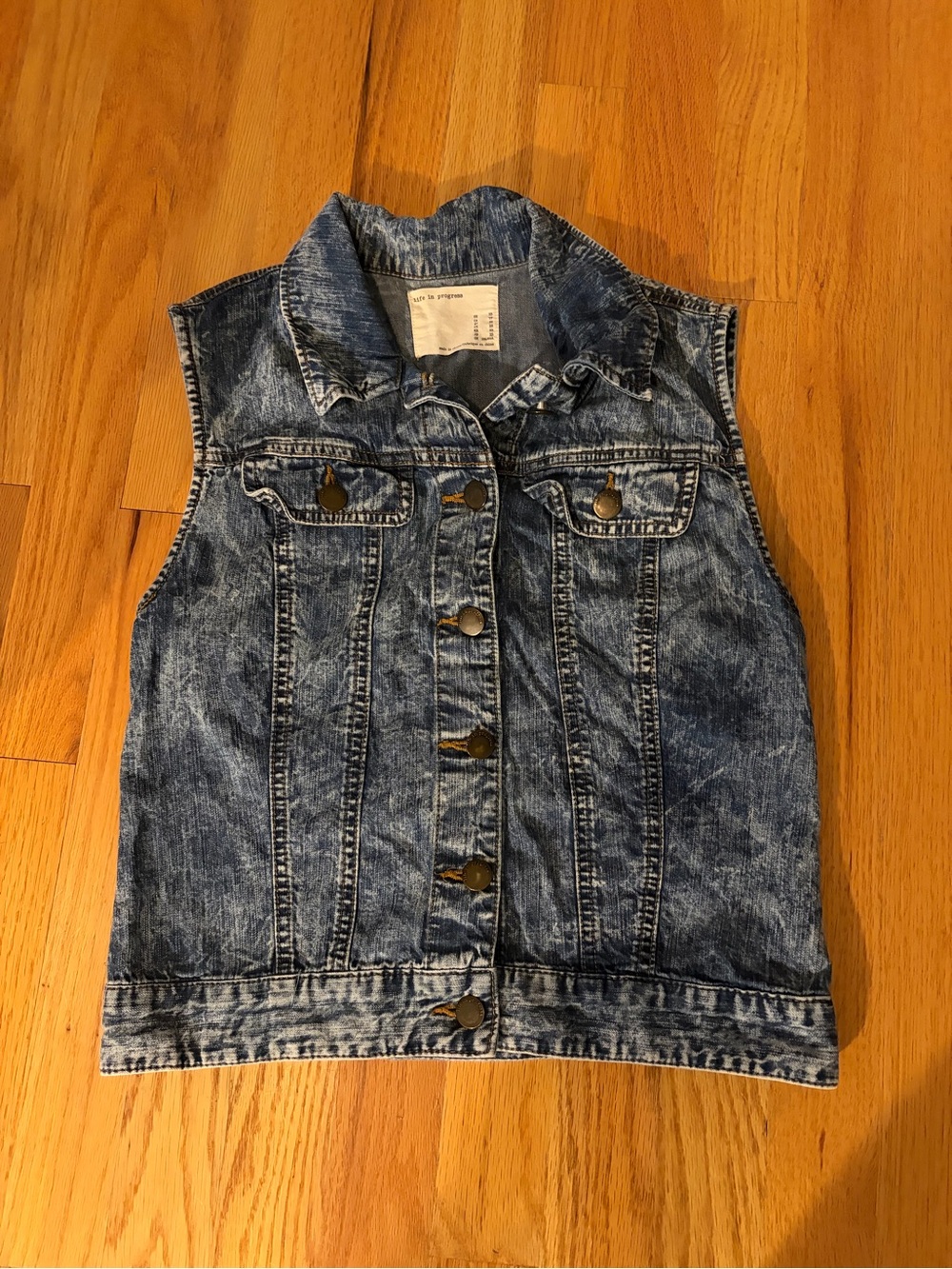 Life in Progress Acid-washed Denim vest